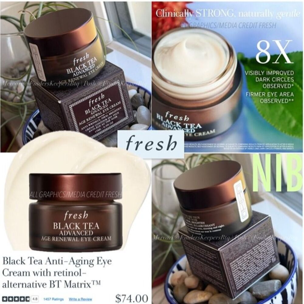 NIB Fresh Black Tea Anti-Aging Eye Cream Retinol Alt Firm Wrinkles Dark Circles